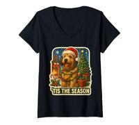 Womens Tis The Season Otterhound Dog Merry Christmas Mom Dad Parent V-Neck T-Shirt