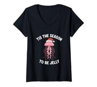 Womens Tis The Season To be Jelly Christmas V-Neck T-Shirt