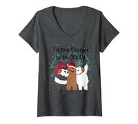 Womens Tis The Season to Be Jolly Bears Fun Holiday V-Neck T-Shirt