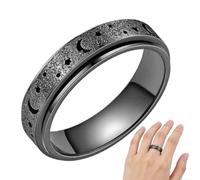 Women's Titanium Steel Ring With Star And Moon Design, Hollow Out | Hollowed Star and Moon Sensory Rings for Classroom Focus Stress Reduction Meditation Aid Commuting Public Speaking Airplane