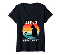 Womens Titus Cat Sanctuary Group Family Reunion Name V-Neck T-Shirt
