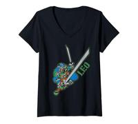 Womens TMNT Classic Retro Megamix Shadow Ninja Turtles Leo Urban V-Neck T-Shirt
