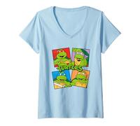 Womens TMNT Retro Comic Vibes Team Collage Heroes Half Shell Style V-Neck T-Shirt