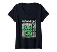 Womens TMNT Turtle Power Ninja Mode Mutants Unleashed Epic Cartoon V-Neck T-Shirt