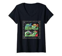 Womens TMNT Turtle Power Shell Shock Ninja NYC Character Cartoon V-Neck T-Shirt