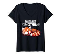 Women's to Do List Nothing Lazy Red Panda Bear Sleeping Red Panda V-Neck T-Shirt