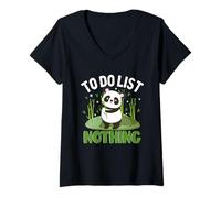 Women's to Do List Nothing Panda Bear V-Neck T-Shirt