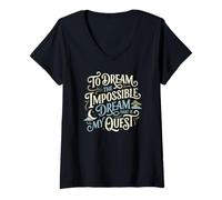 Women's to Dream Impossible That is My Quest Script Don Quixote V-Neck T-Shirt