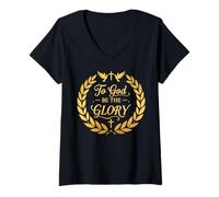 Women's to God Be The Glory Faith Expression V-Neck T-Shirt