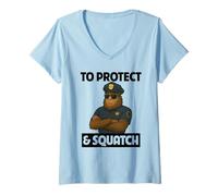 Womens To Protect and Squatch Proud Police Officer Bigfoot Lover V-Neck T-Shirt