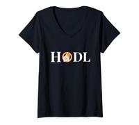 Womens to The Moon and Beyond Bay Sell HODL Cool Altcoin Dogecoin V-Neck T-Shirt