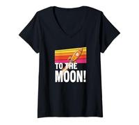 Womens To The Moon Mission bitcoins sats hype future gains bitcoin V-Neck T-Shirt