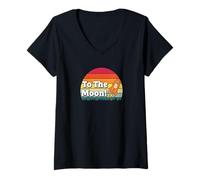 Womens To The Moon Mission bitcoins sats hype future gains bitcoin V-Neck T-Shirt