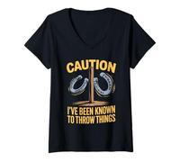 Womens to Throw Things Horseshoes Throwing Horse Horseshoe Pitcher V-Neck T-Shirt