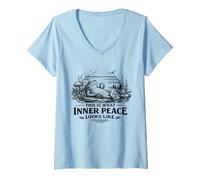 Women's Toad Cottagecor Frog This is What Inner Peace Looks Like V-Neck T-Shirt