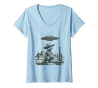 Women's Toad Critter Ranger Hat Extraterrestrial Craft Cacti Landsc V-Neck T-Shirt