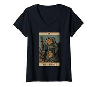Women's Toad Tarot Card The Hermit V-Neck T-Shirt