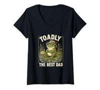 Women's Toadly The Best Dad Frog Funny Fathers Day V-Neck T-Shirt