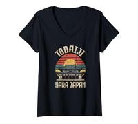 Womens Todaiji Temple Nara Japan Retro Kawaii Japanese Souvenir V-Neck T-Shirt