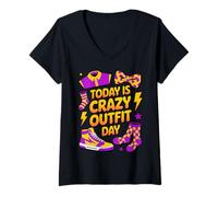 Women's Today Crazy Outfit Day Summer Wacky Mismatch Day Tacky Day V-Neck T-Shirt