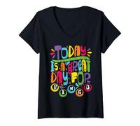Women's Today Great Day for Bingo Game Night Bingo Caller Player V-Neck T-Shirt