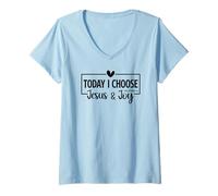 Womens Today I Choose Jesus & Joy Philippians 4:4 Bible Verse Gift V-Neck T-Shirt