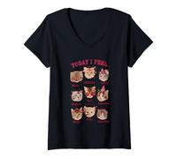 Womens Today I Feel Cat Funny for Men Women V-Neck T-Shirt