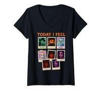 Womens Today I Feel Halloween Selfie Spooky Characters V-Neck T-Shirt