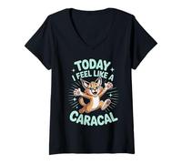 Womens Today I Feel Like A Caracal Funny Cute Wildcat Humor Quirky V-Neck T-Shirt