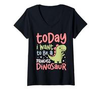 Womens Today I Want to Be A Dinosaur Cute Dino Loving Princess V-Neck T-Shirt