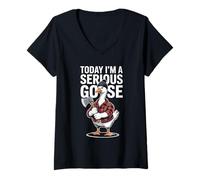 Womens Today I'm A Serious Goose Funny Graphic V-Neck T-Shirt