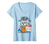 Women's Today is A Capy Day Funny Capybara Pun Seagull Scream Kinder V-Neck T-Shirt