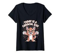 Womens Today is A Caracal Day Funny Cute Wildcat Quirky Animal V-Neck T-Shirt