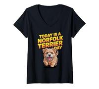 Women's Today is a Norfolk Terrier Day Cartoon Pet Small Dog Breed V-Neck T-Shirt
