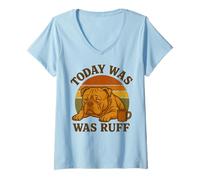 Womens Today was Ruff Funny Dog Design for Coffee and Dog Lovers V-Neck T-Shirt