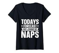 Women's Todays Forecast - 100% Chance of Naps V-Neck T-Shirt