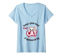 Womens Today's Good Mood is Sponsored by My Cat Retro Funny T-Shirt V-Neck T-Shirt