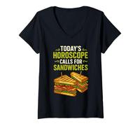 Womens Today's Horoscope Calls for Sandwiches V-Neck T-Shirt