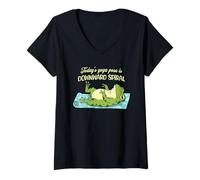 Womens Todays Yoga Pose is Downward Spiral Funny Frog V-Neck T-Shirt