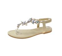 Women's Toe-Post Sandals Summer Water Pinch Toe Flat Bottom Large Beach Shoes Woven Leather For Women Ladies Uk Womens Holiday Sparkly Gold Wide Flip Flops Fitting Sketches Beige 5.5