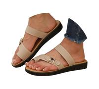 Women's Toe Ring Flat Slides Sandals Size 7 White Toepost Slipper Vacation Clip Toe Beach Shoes Thong Sandals Casual Summer Flip Flop Sandle