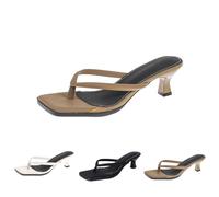 Women's Toe Separator Sandals with Heel - Summer Shoes Open Toe Minimalist Flip Flops Comfortable and Elegant Toe Sandals with Kitten Heel Fashionable Summer Slip-On Slippers, brown, 5 UK