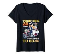 Women's Together 20 Years Forever to Go 20th Wedding Anniversary V-Neck T-Shirt