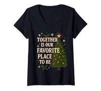 Womens Together is Our Favorite Place to Be Family Design V-Neck T-Shirt