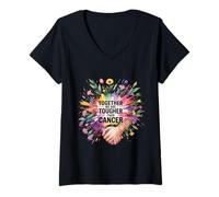 Women's Together We are Tougher Than Cancer Awareness Unity - V-Neck T-Shirt