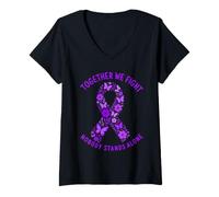Women's Together We Fight Nobody Stands Alone Epilepsy Awareness V-Neck T-Shirt