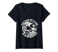 Womens Together We Stand in Remembrance Unity Bird Emblem Memorial V-Neck T-Shirt