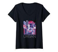 Womens Tokyo Nights - Japanese Urban Street Art V-Neck T-Shirt