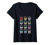 Women's Tokyo Subway Train Front View Marunouchi Ginza Hibiya Oedo V-Neck T-Shirt