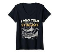 Womens Told There Would Be Stingray Sea Ocean Animal Manta Ray V-Neck T-Shirt